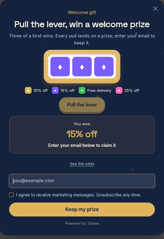 Slot machine — Tafsee Popup