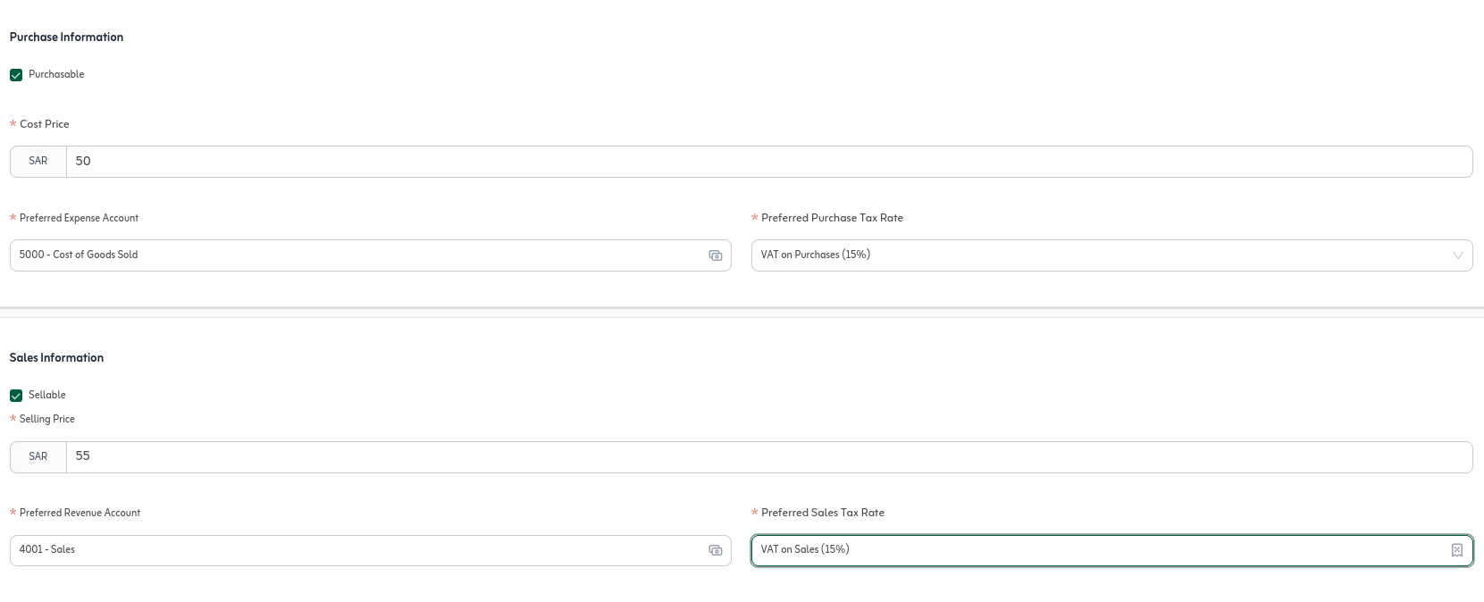 Tafsee Books item selling price setup screen